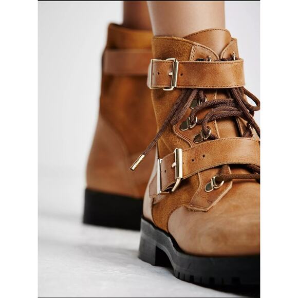 NWOT Free People Showdown Lace Up Leather Boots - Picture 14 of 15